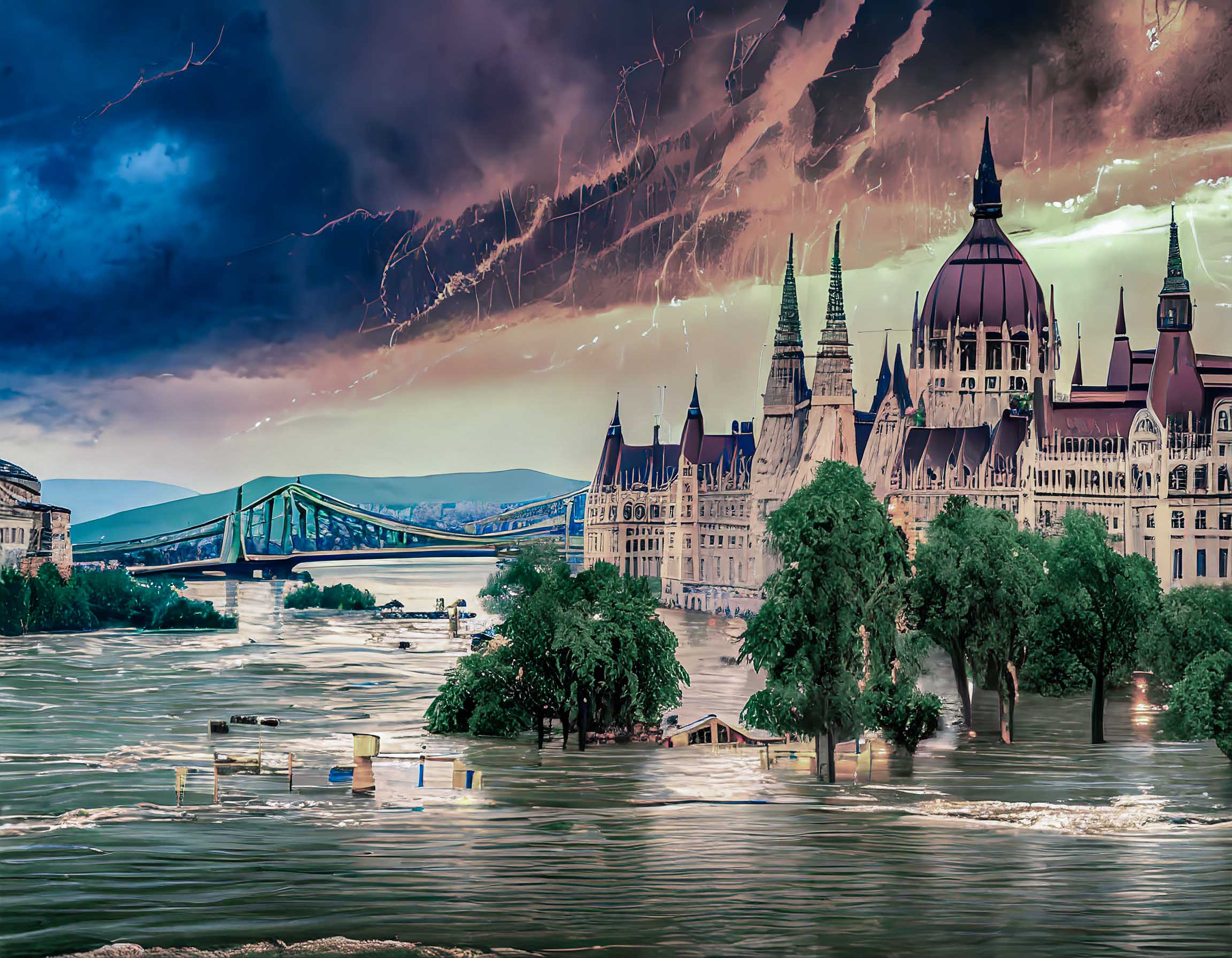 2034'te Budapeşte, selden sonra
